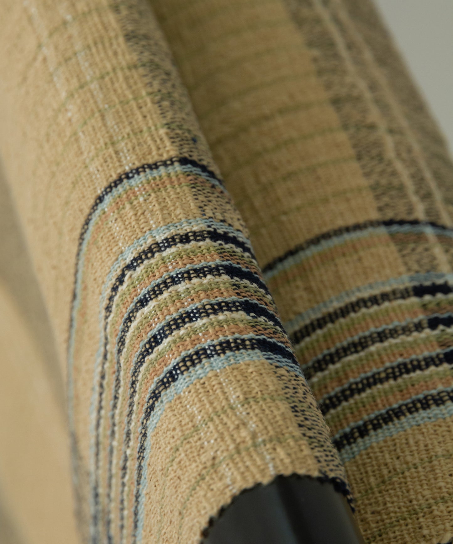 丹波布八寸帯 荒木幸子作「やしゃぶし、栗、藍、こぶな草」