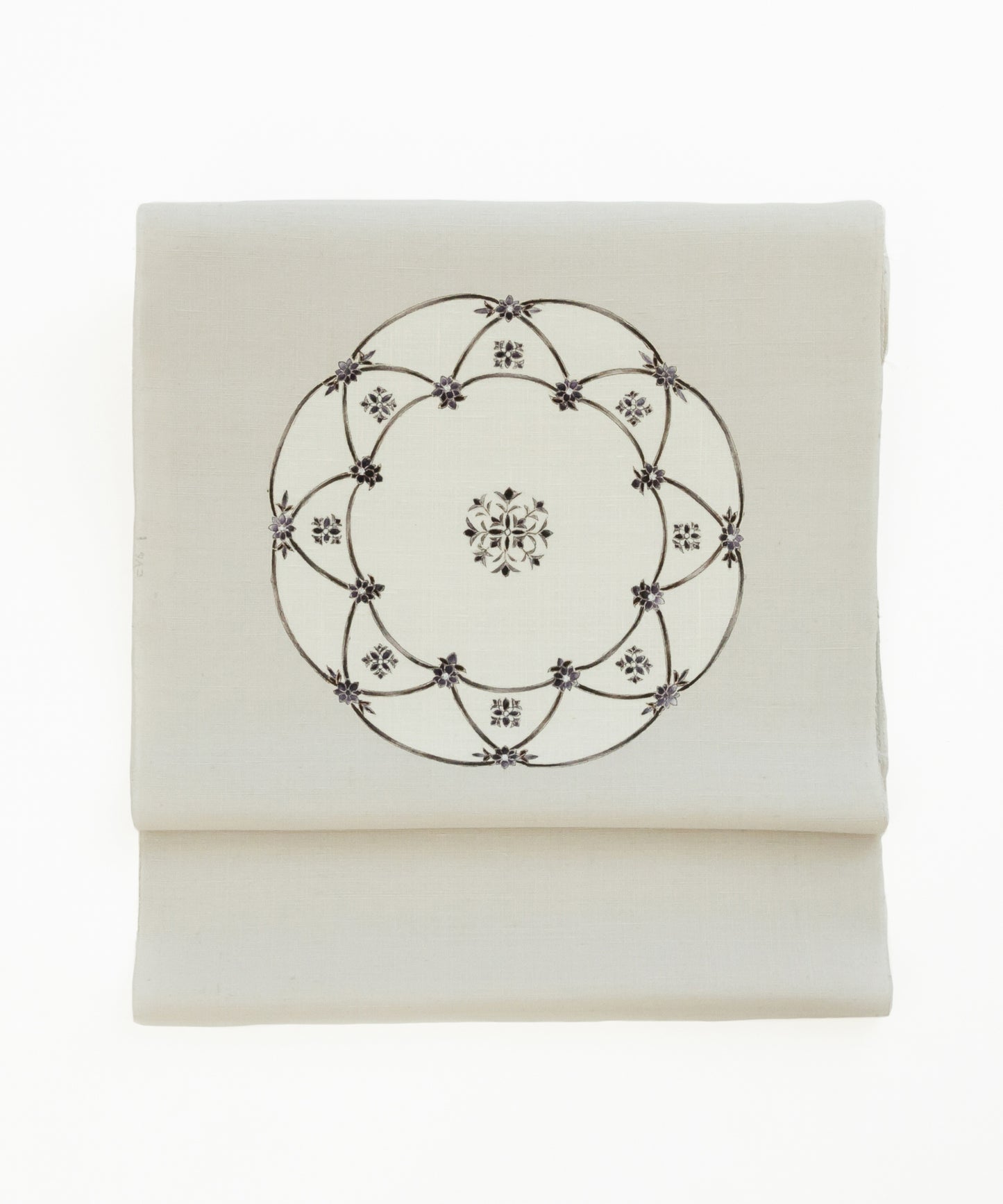 京都小阪制作 真糊糸目友禅 九寸名古屋帯「華紋皿」(価格はお問い合わせくださいませ)