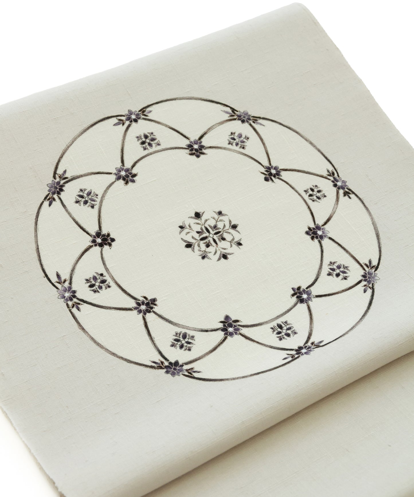 京都小阪制作 真糊糸目友禅 九寸名古屋帯「華紋皿」(価格はお問い合わせくださいませ)