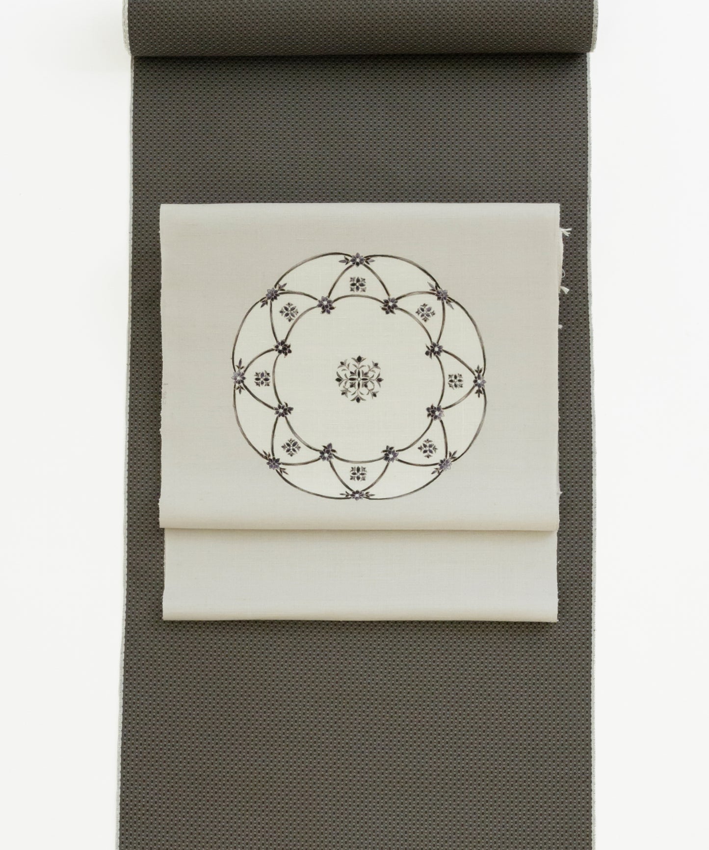 京都小阪制作 真糊糸目友禅 九寸名古屋帯「華紋皿」(価格はお問い合わせくださいませ)