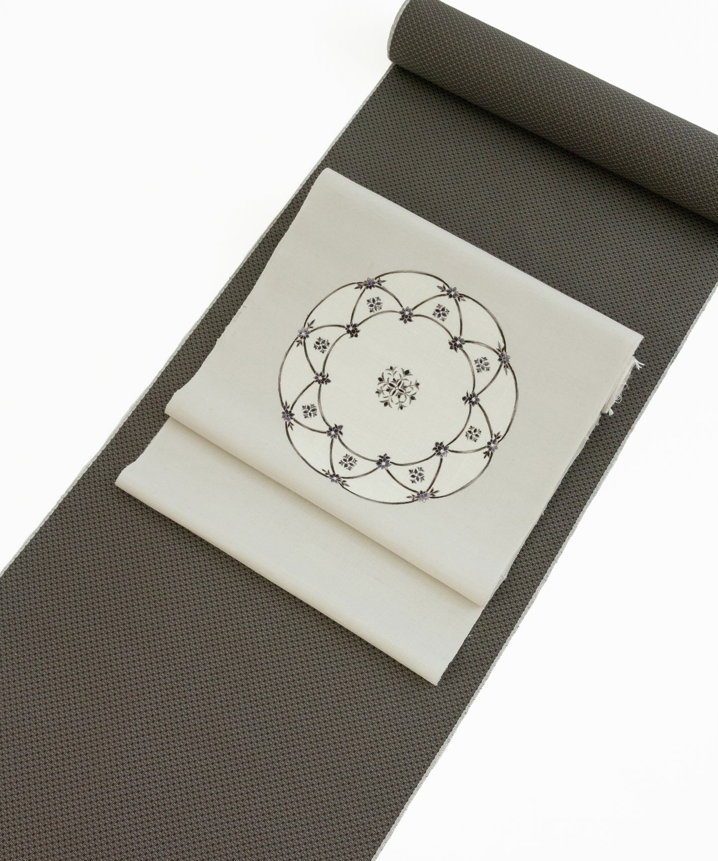 京都小阪制作 真糊糸目友禅 九寸名古屋帯「華紋皿」(価格はお問い合わせくださいませ)