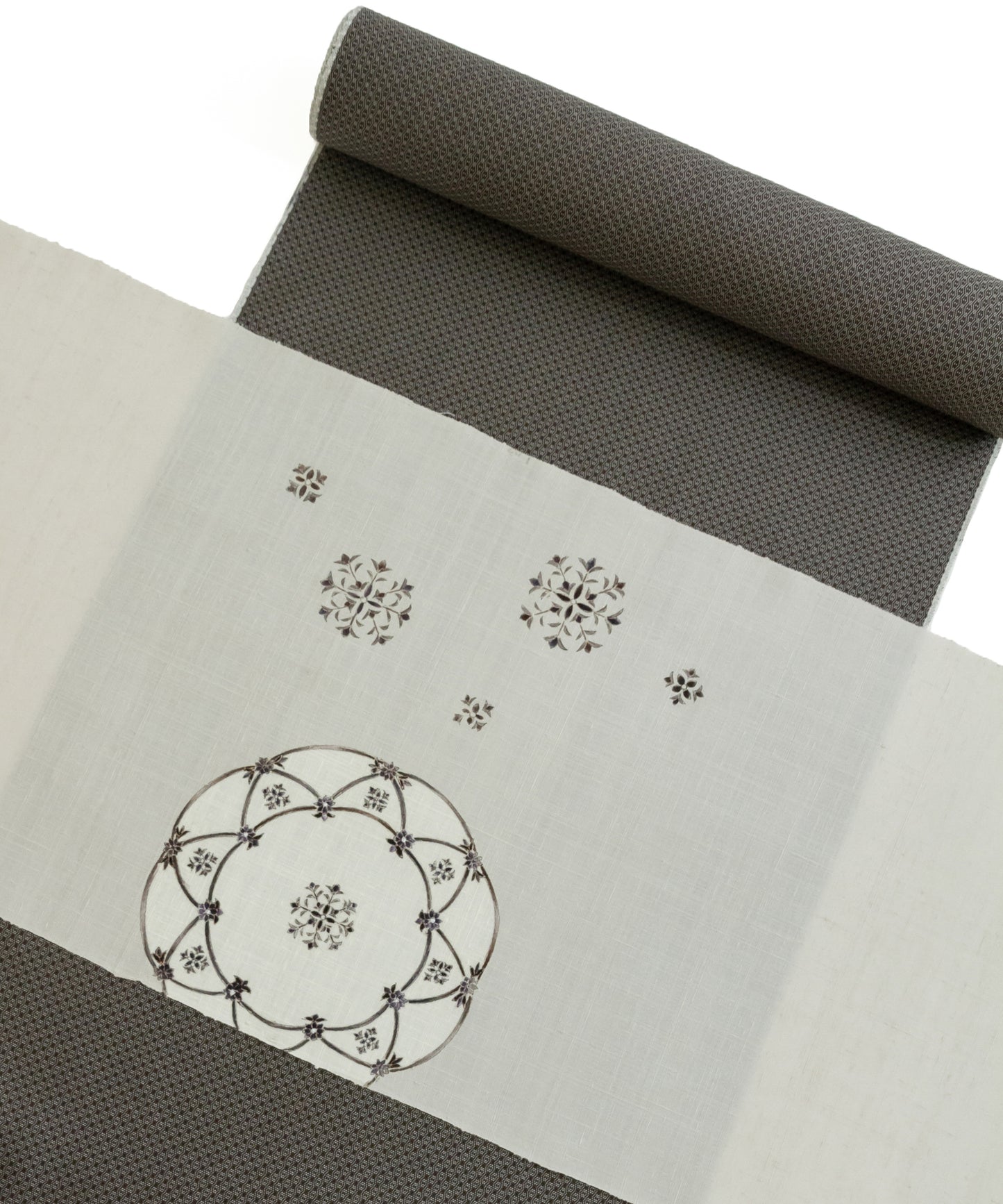 京都小阪制作 真糊糸目友禅 九寸名古屋帯「華紋皿」(価格はお問い合わせくださいませ)