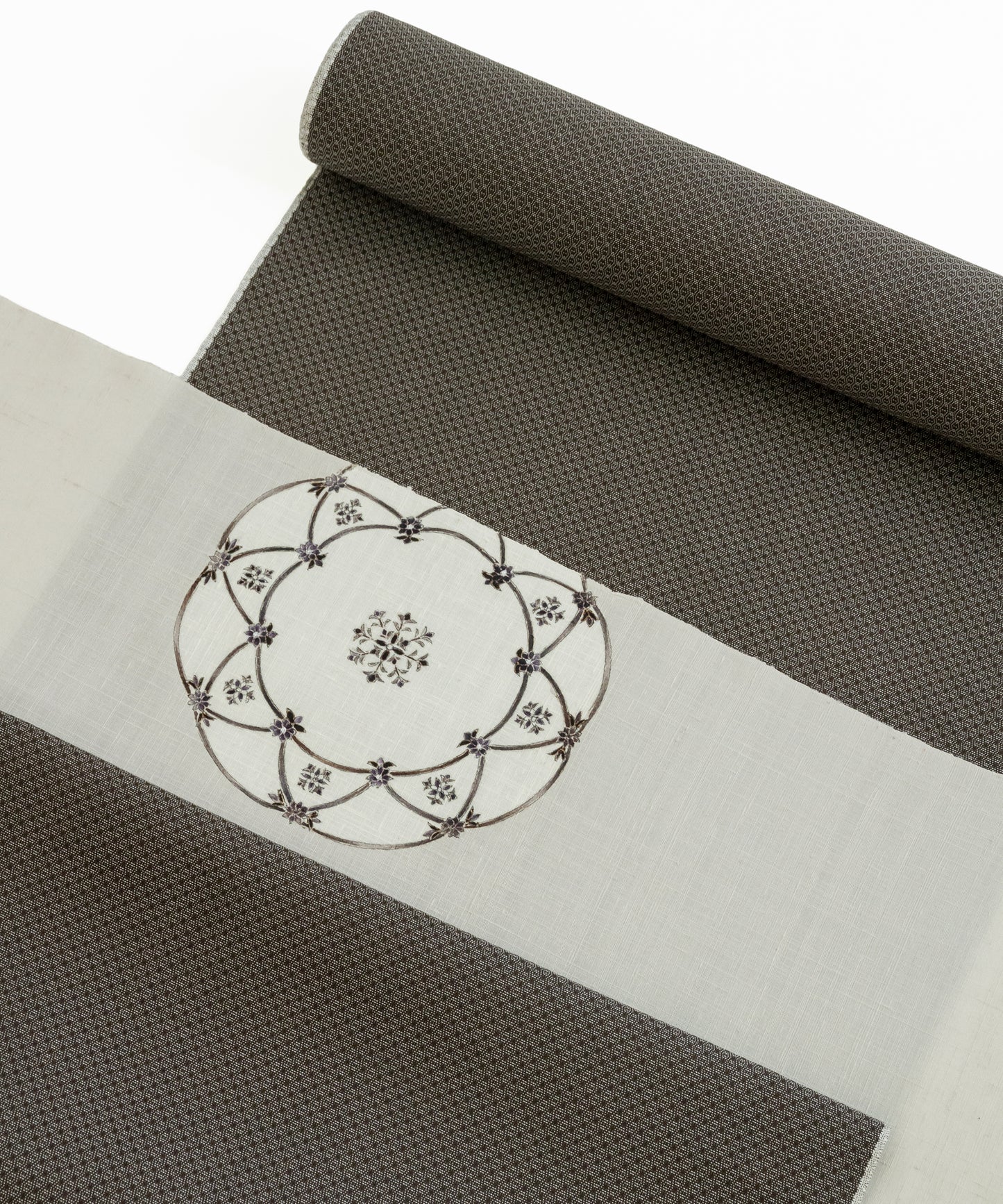 京都小阪制作 真糊糸目友禅 九寸名古屋帯「華紋皿」(価格はお問い合わせくださいませ)