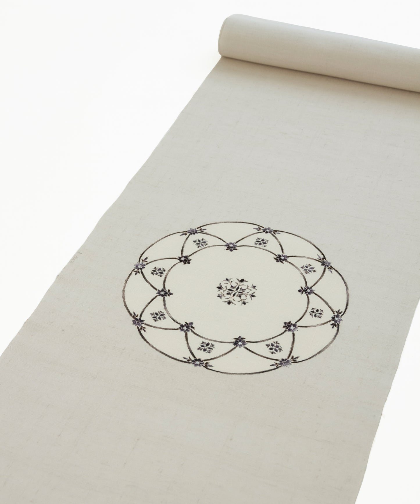 京都小阪制作 真糊糸目友禅 九寸名古屋帯「華紋皿」(価格はお問い合わせくださいませ)