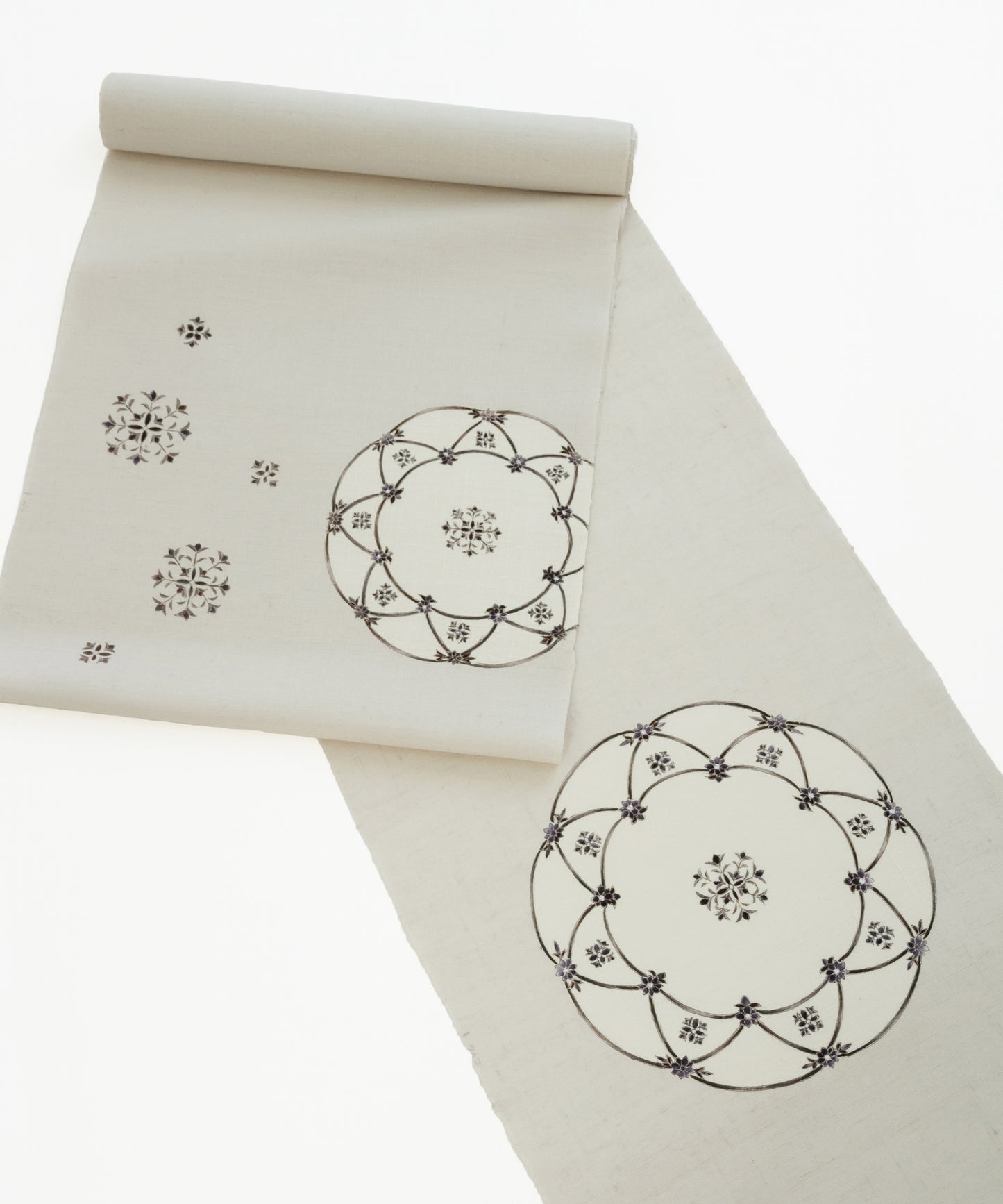 京都小阪制作 真糊糸目友禅 九寸名古屋帯「華紋皿」(価格はお問い合わせくださいませ)