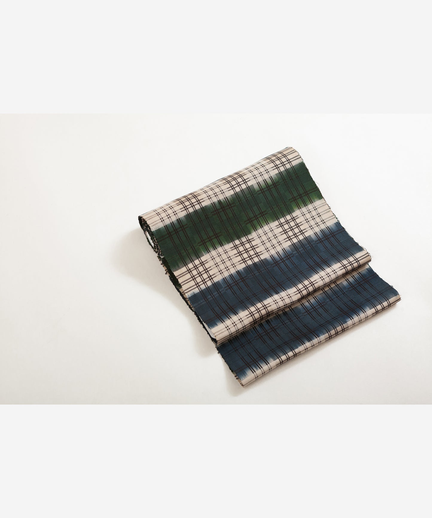 Twill dyed 9-inch Nagoya obi “Indigo and Green” Shinya Yanagi