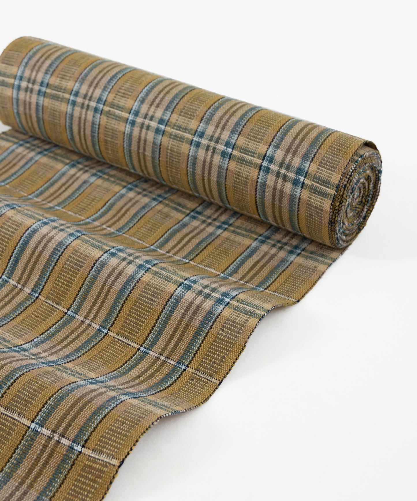 丹波布八寸帯 植木展子作「やしゃぶし、栗、こぶな草、藍」