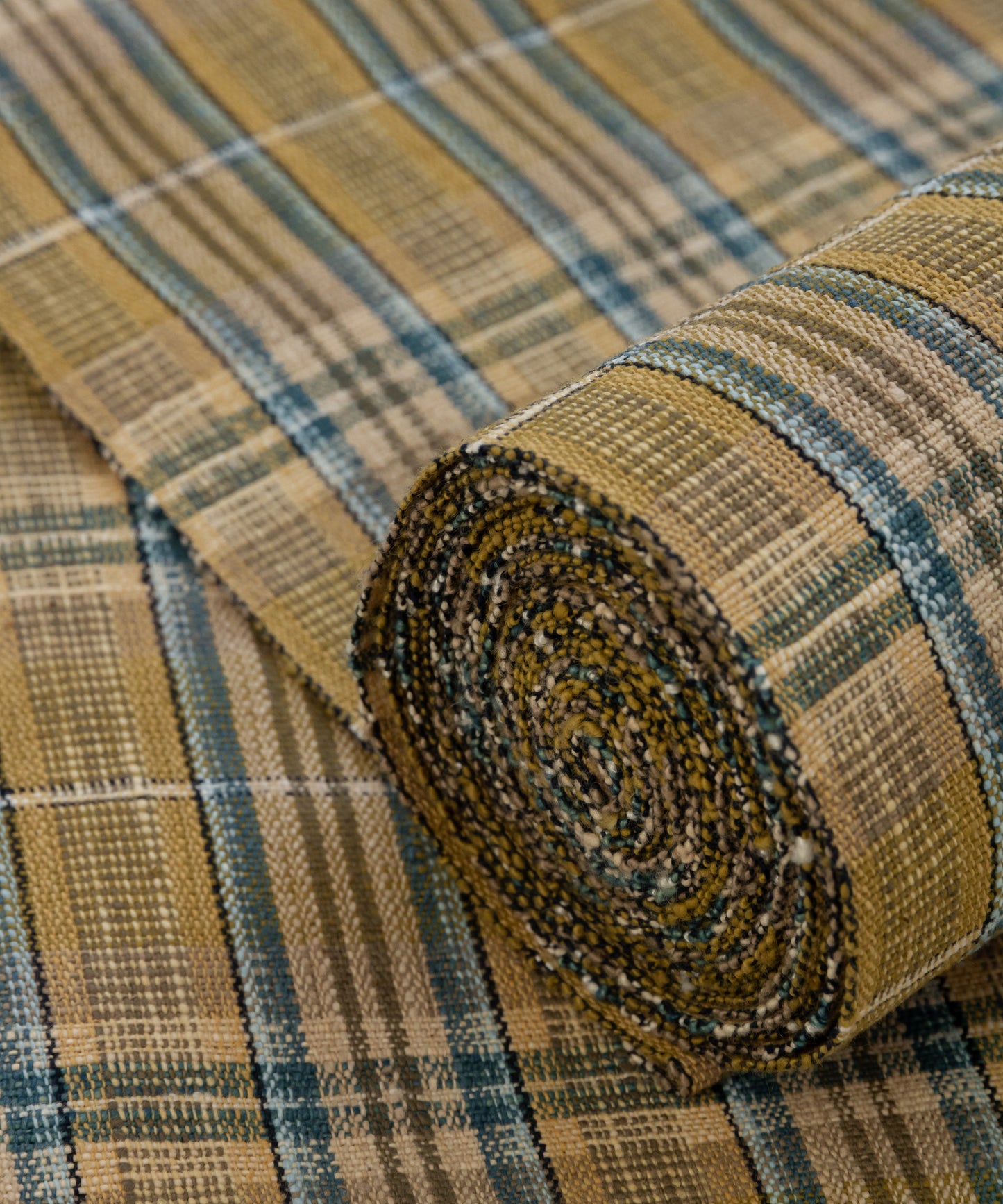 丹波布八寸帯 植木展子作「やしゃぶし、栗、こぶな草、藍」