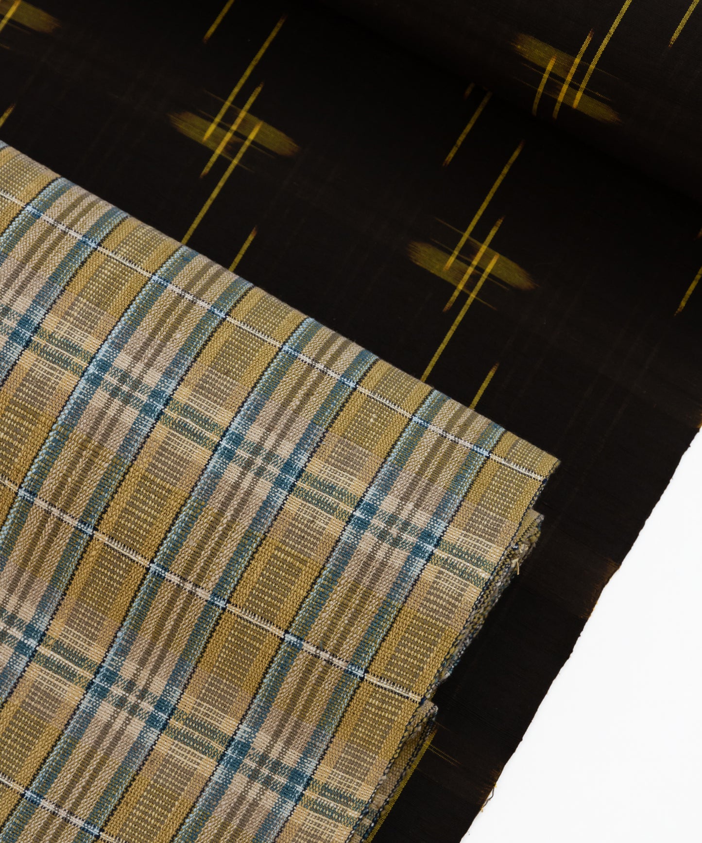 丹波布八寸帯 植木展子作「やしゃぶし、栗、こぶな草、藍」