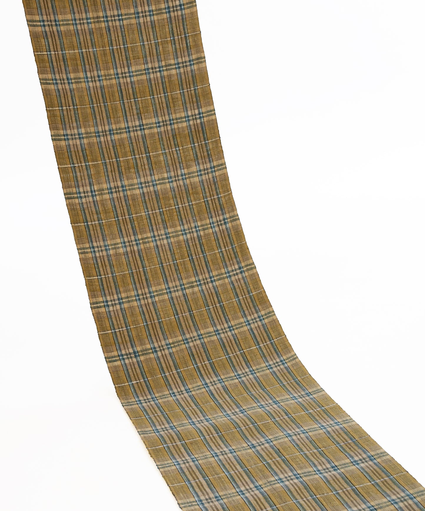 丹波布八寸帯 植木展子作「やしゃぶし、栗、こぶな草、藍」