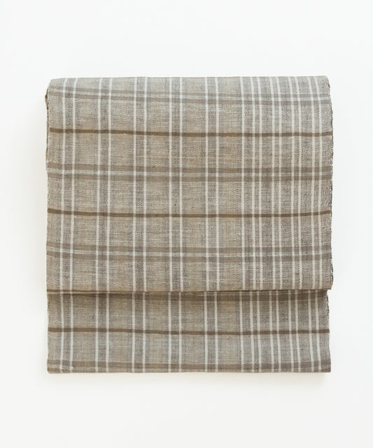 丹波布八寸帯 塚口佳代作「栗、こぶな草」