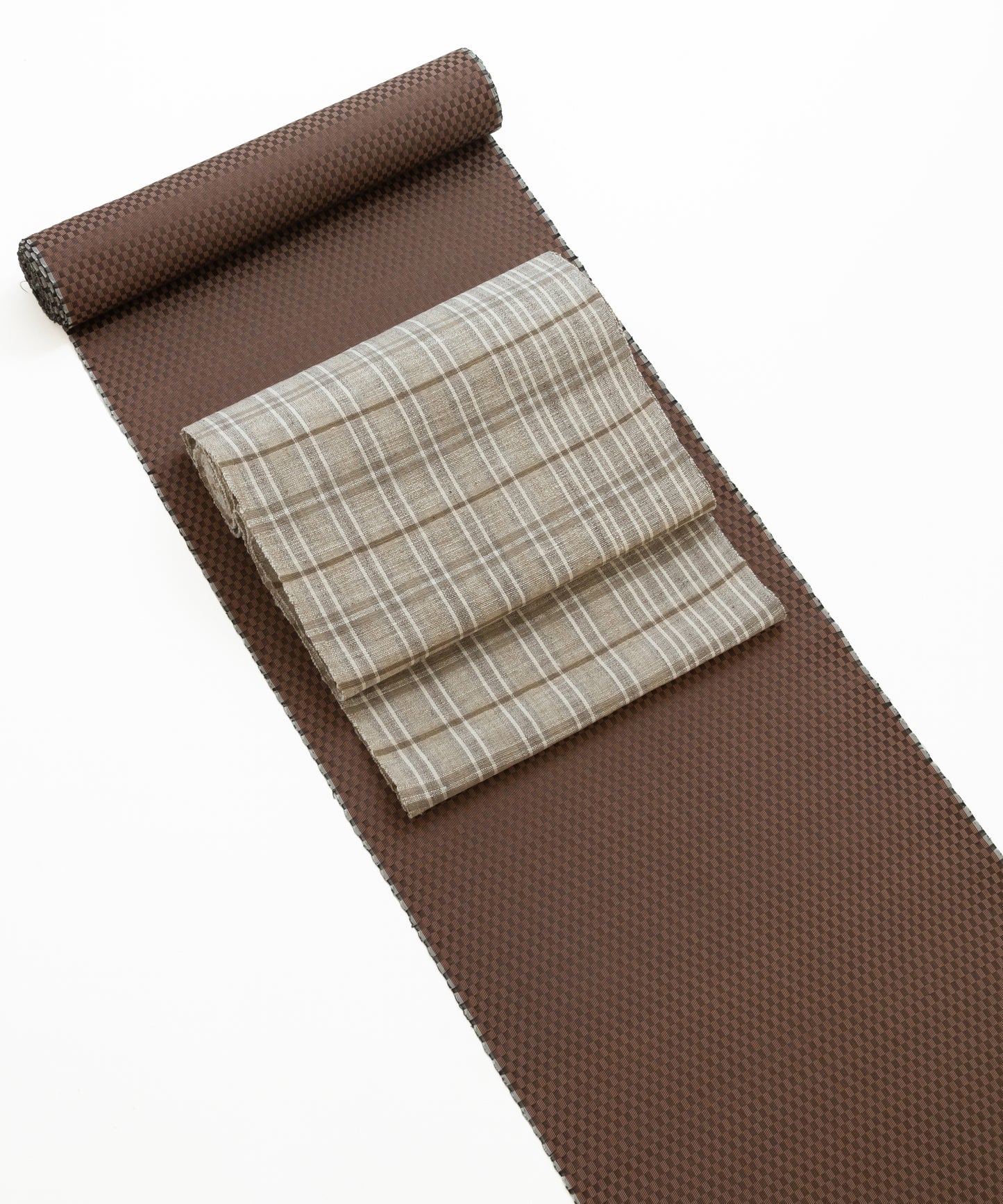 丹波布八寸帯 塚口佳代作「栗、こぶな草」