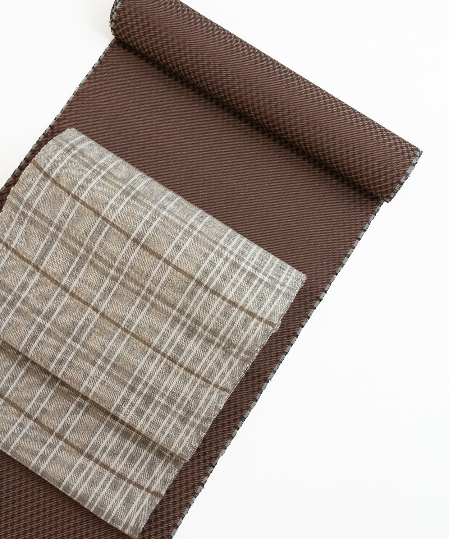 丹波布八寸帯 塚口佳代作「栗、こぶな草」