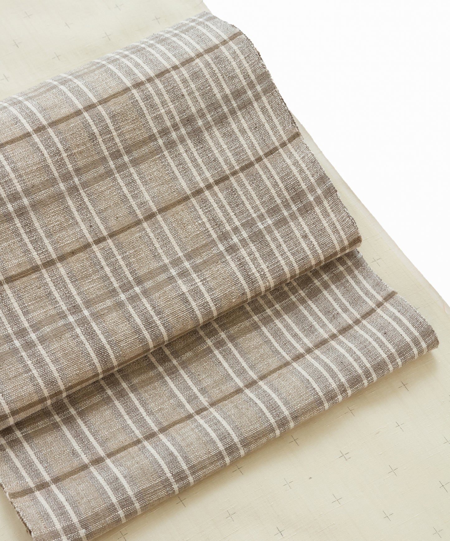 丹波布八寸帯 塚口佳代作「栗、こぶな草」