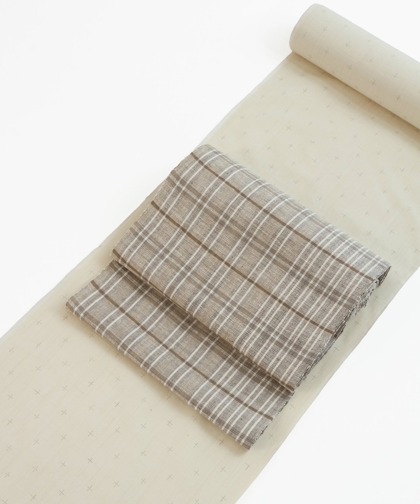 丹波布八寸帯 塚口佳代作「栗、こぶな草」