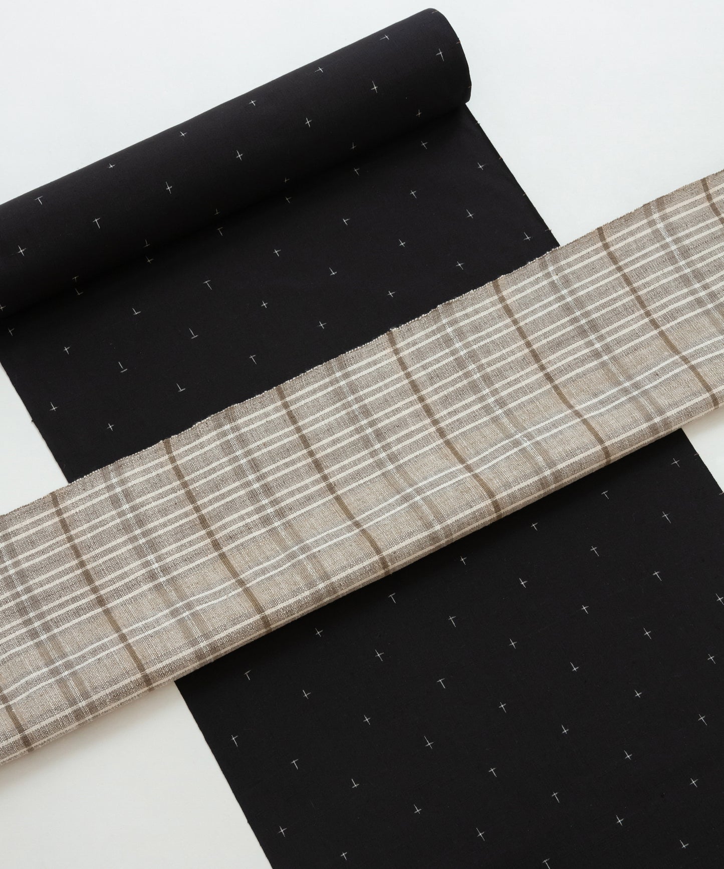 丹波布八寸帯 塚口佳代作「栗、こぶな草」