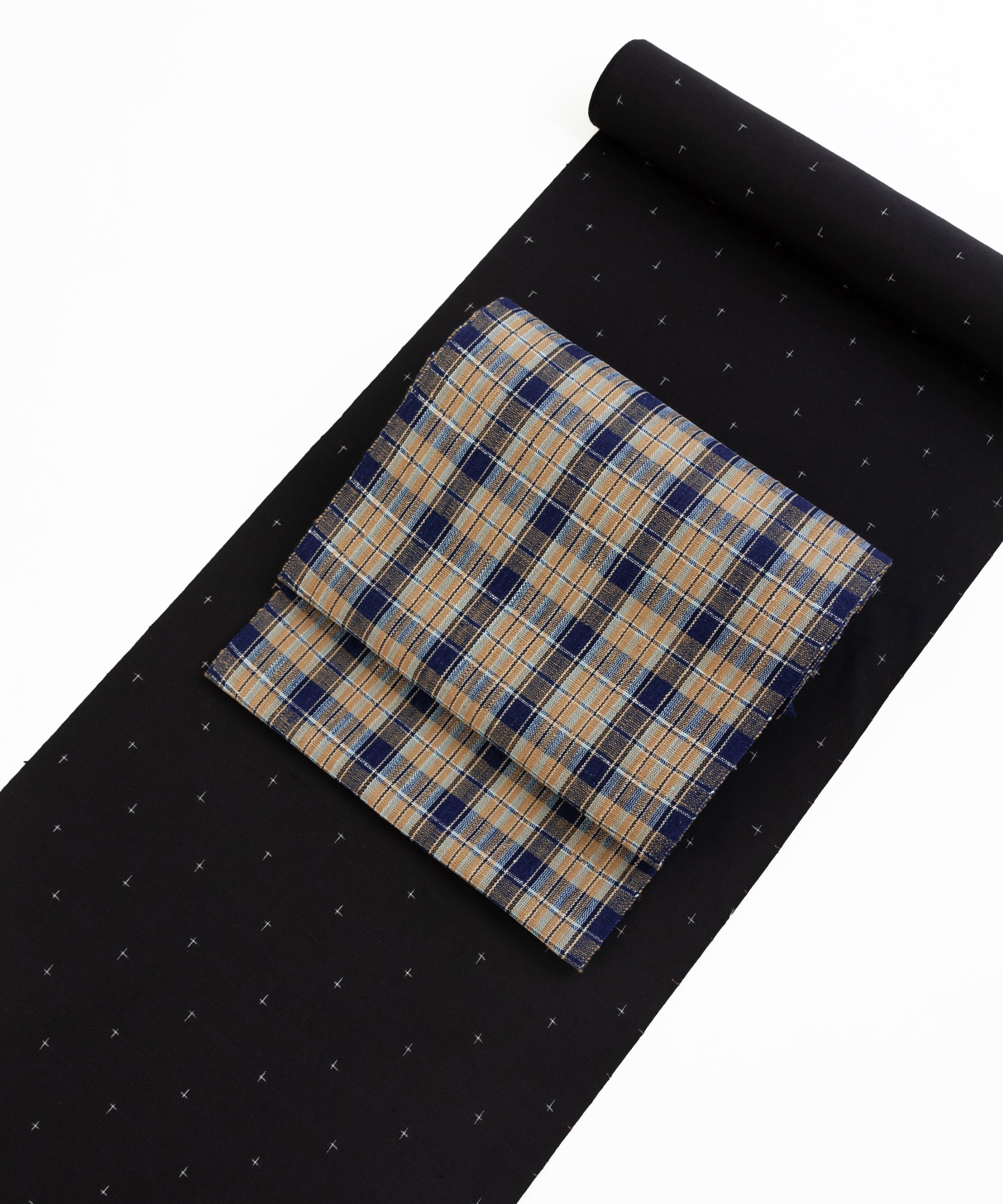 丹波布八寸帯 植木展子作「栗、藍」 – きものすぎをECサイト