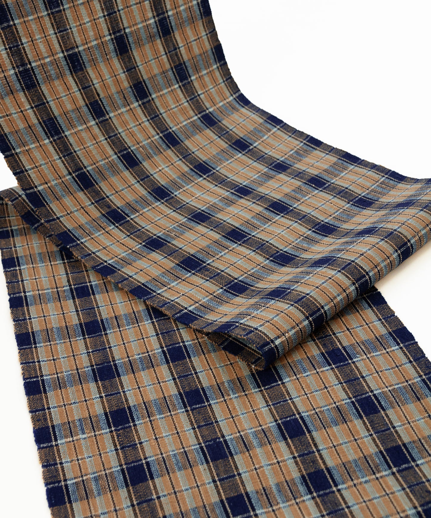 丹波布八寸帯 植木展子作「栗、藍」