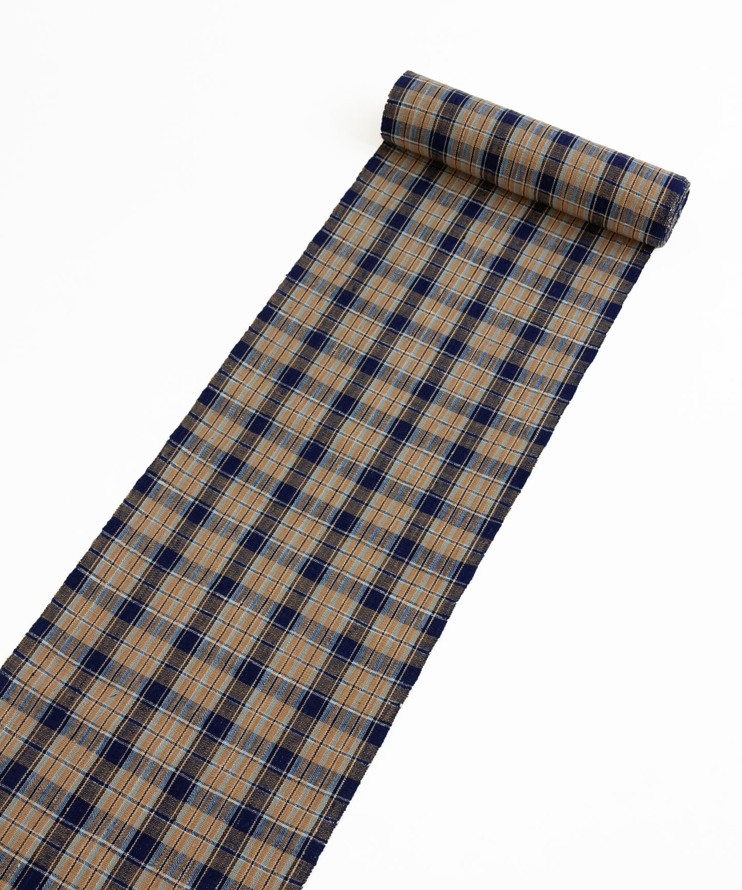 丹波布八寸帯 植木展子作「栗、藍」