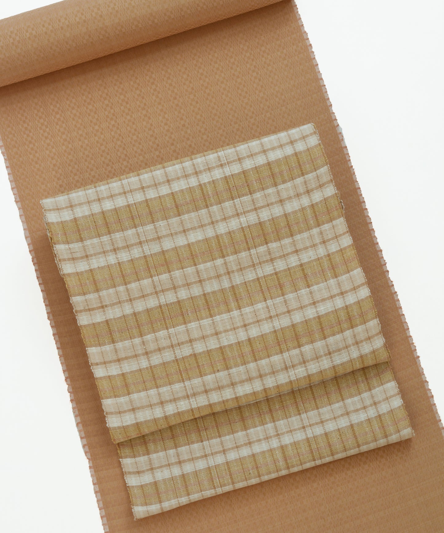 丹波布八寸帯 塚口佳代作「栗、すすき、梅」