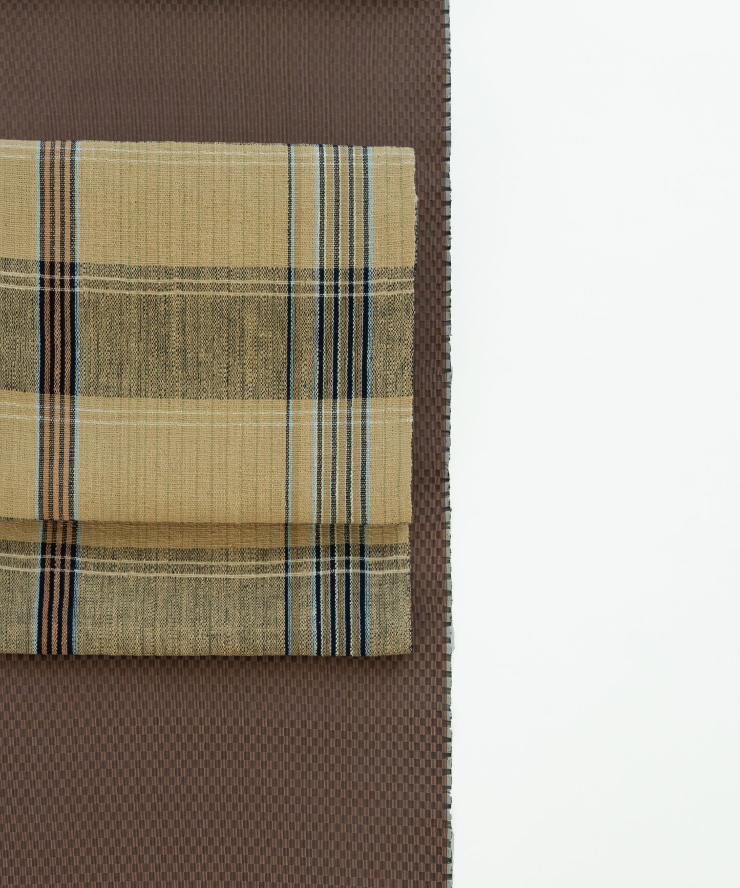 丹波布八寸帯 荒木幸子作「やしゃぶし、栗、藍、こぶな草」