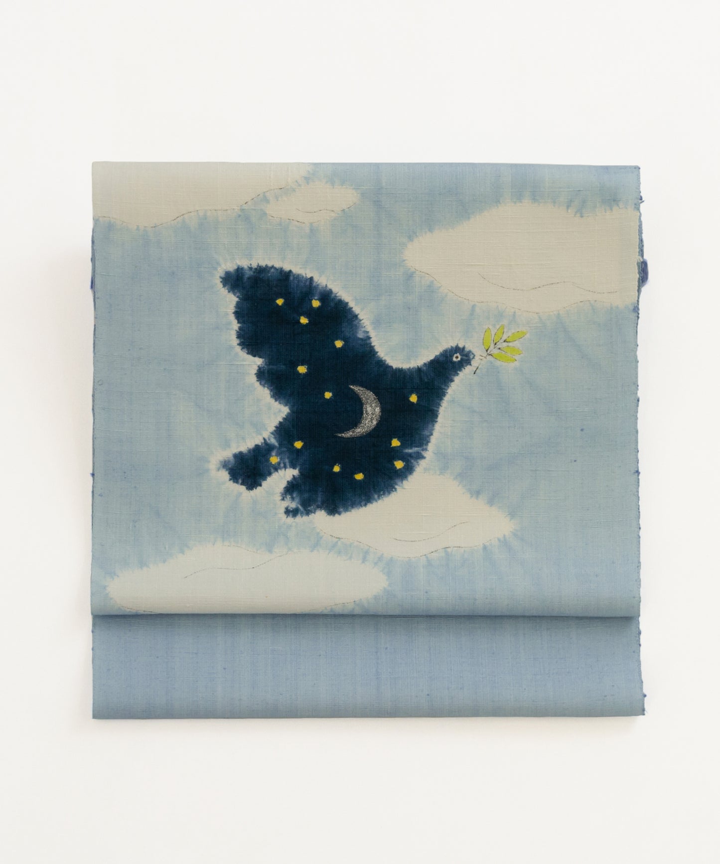 森健持作 辻ヶ花染め九寸名古屋帯「青い空白い雲の夜景」