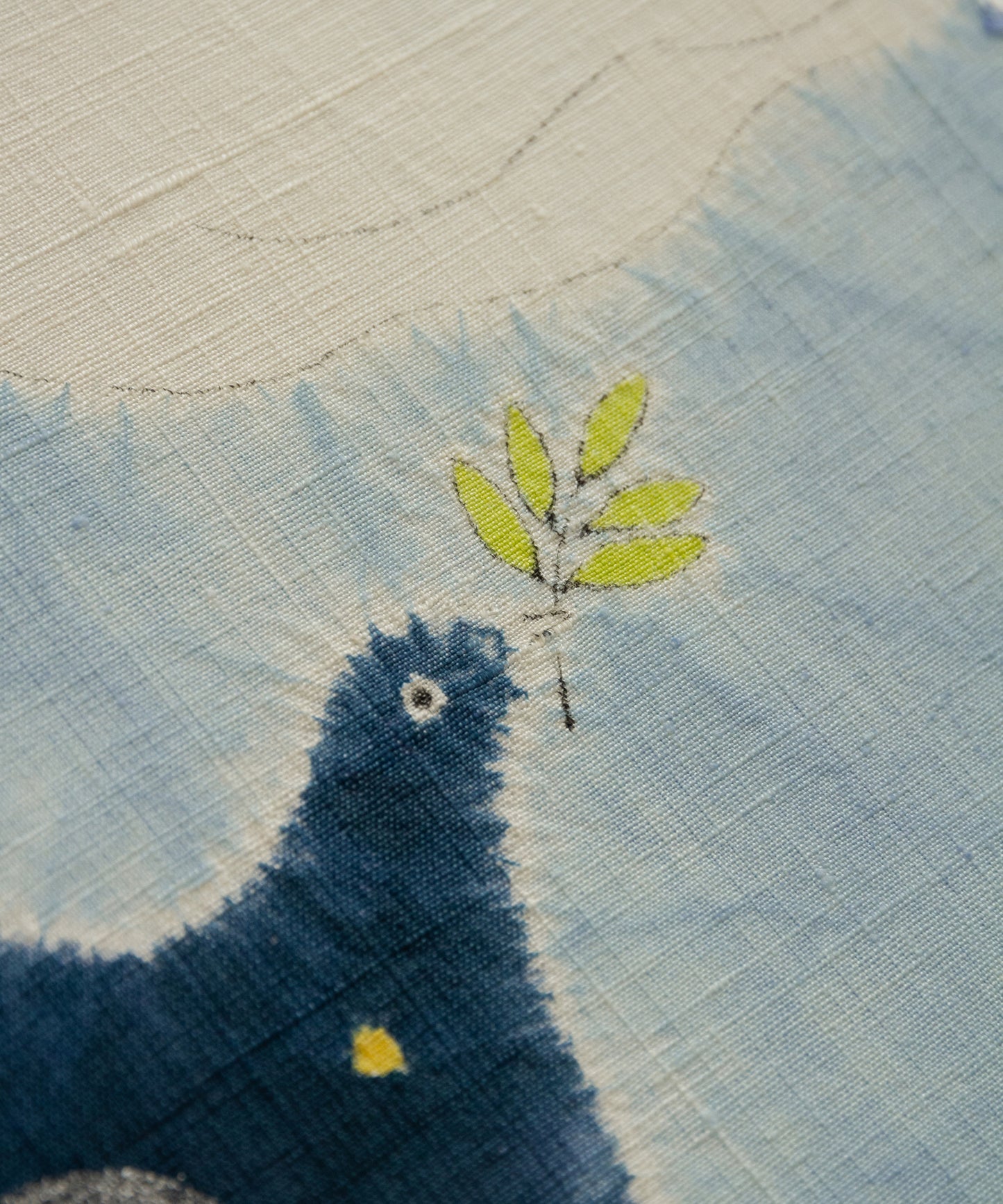 森健持作 辻ヶ花染め九寸名古屋帯「青い空白い雲の夜景」