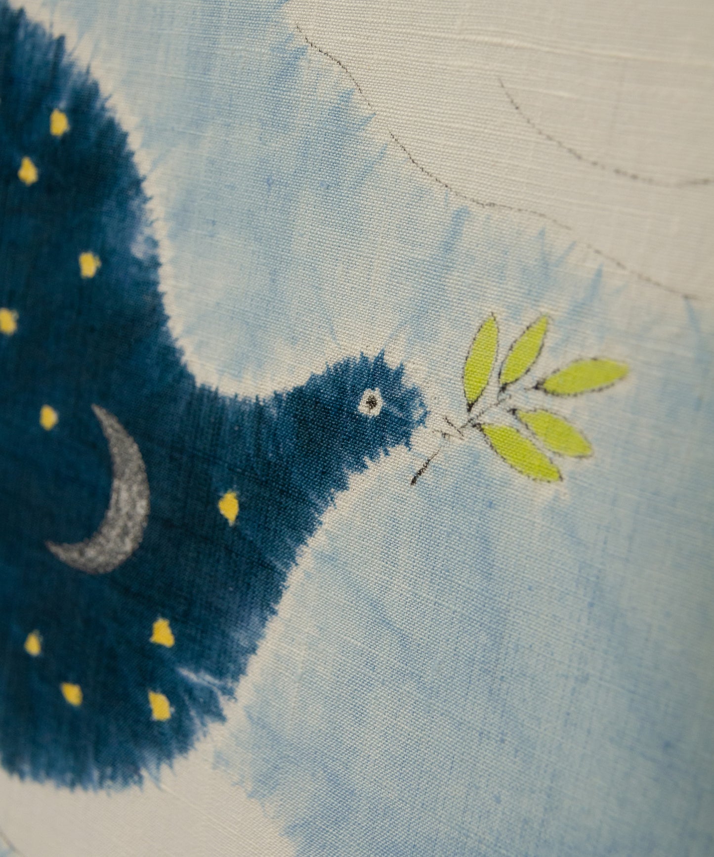 森健持作 辻ヶ花染め九寸名古屋帯「青い空白い雲の夜景」