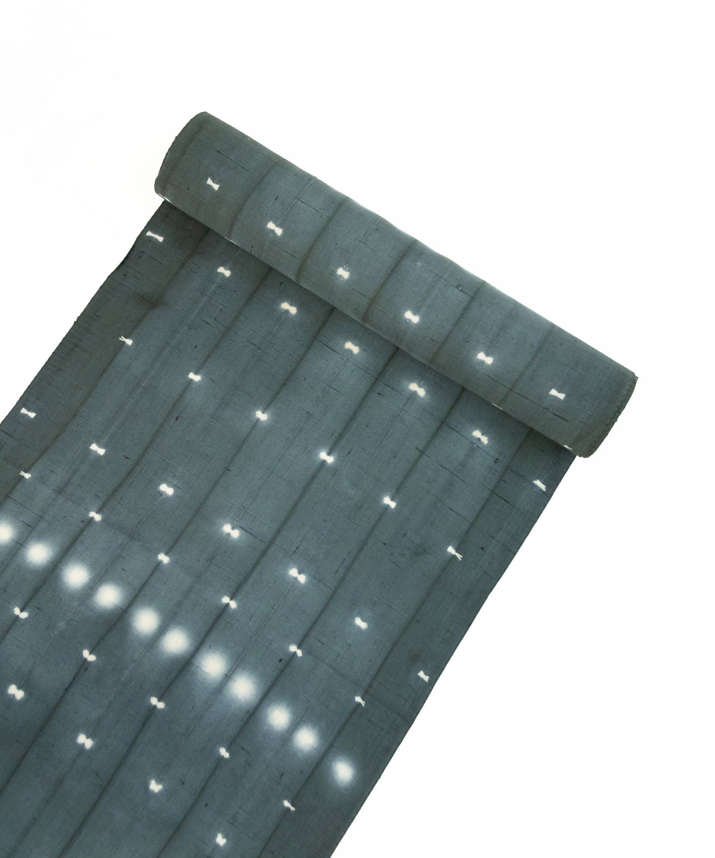 しょうざん生紬着尺「ほたる絞り くすんだ青緑」