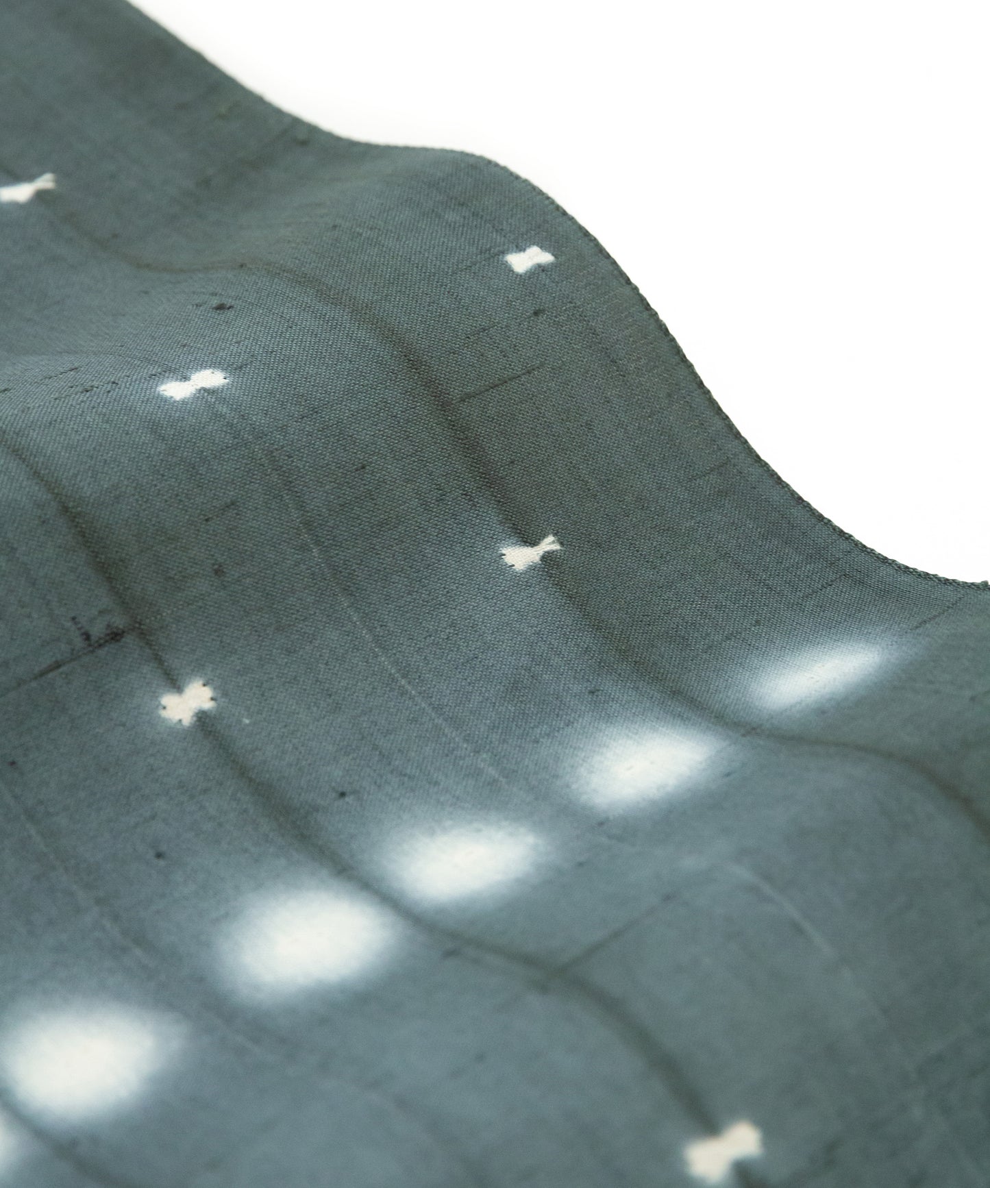 しょうざん生紬着尺「ほたる絞り くすんだ青緑」