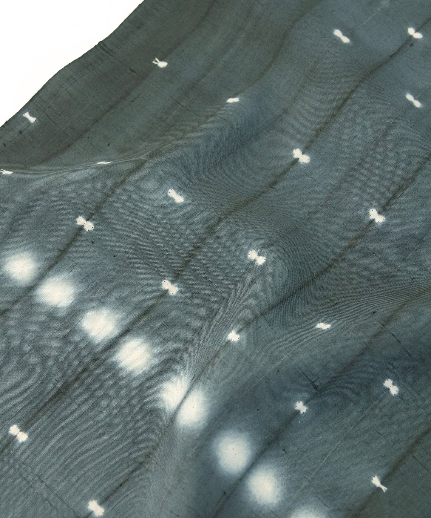 しょうざん生紬着尺「ほたる絞り くすんだ青緑」