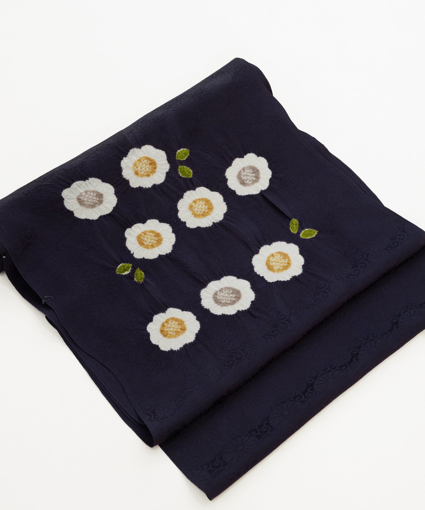 丸太遠藤 絞り九寸名古屋帯「二重葉付小花」