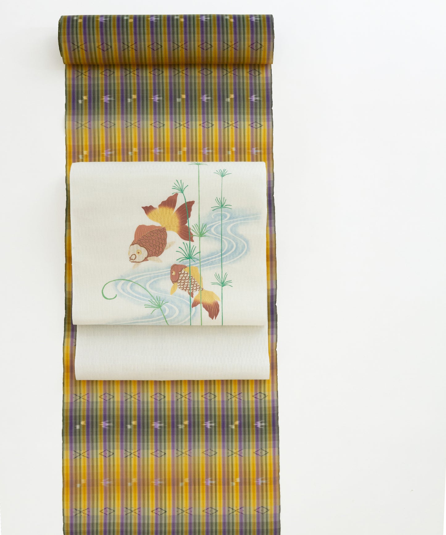 壁上布 琉球かすり着尺 大城誠光織物工房制作「四色の縦縞」