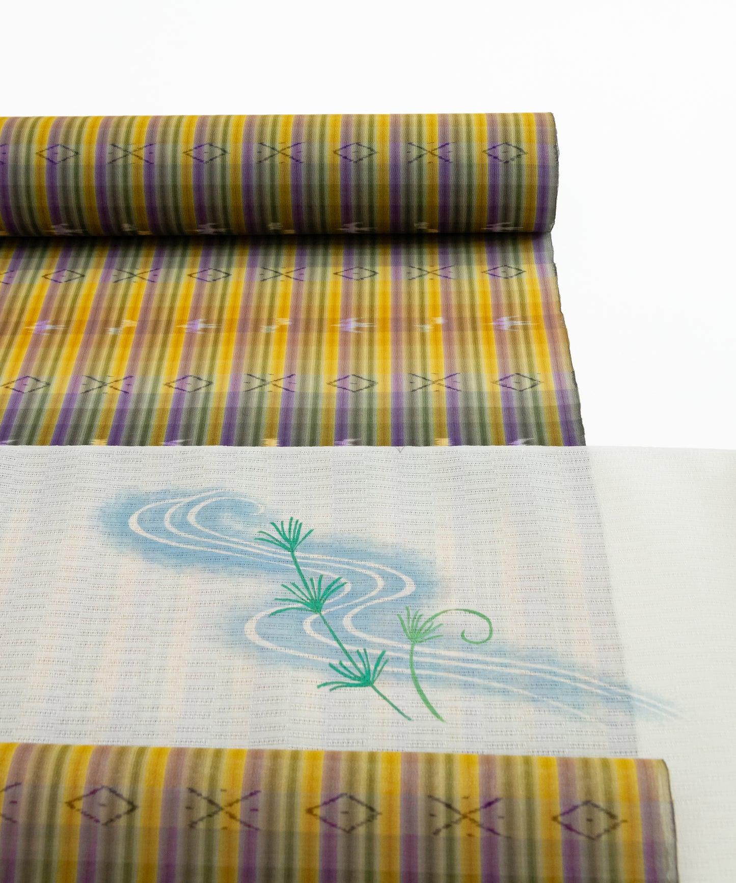 壁上布 琉球かすり着尺 大城誠光織物工房制作「四色の縦縞」