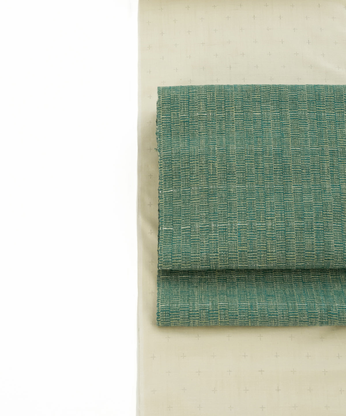 丹波布八寸帯 髙松良子作「藍、こぶな草」