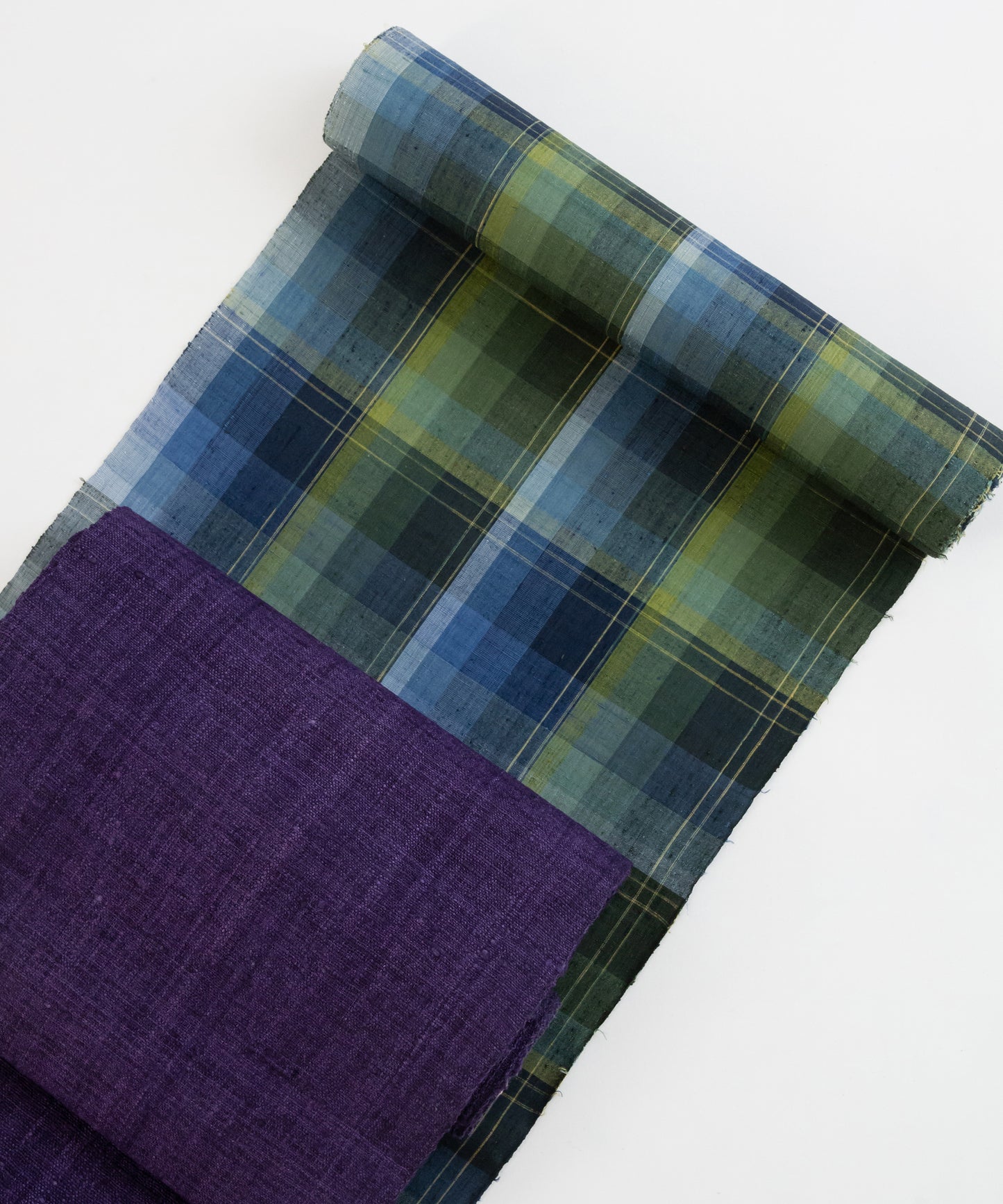 士乎路紬「青色緑色 暈し格子」