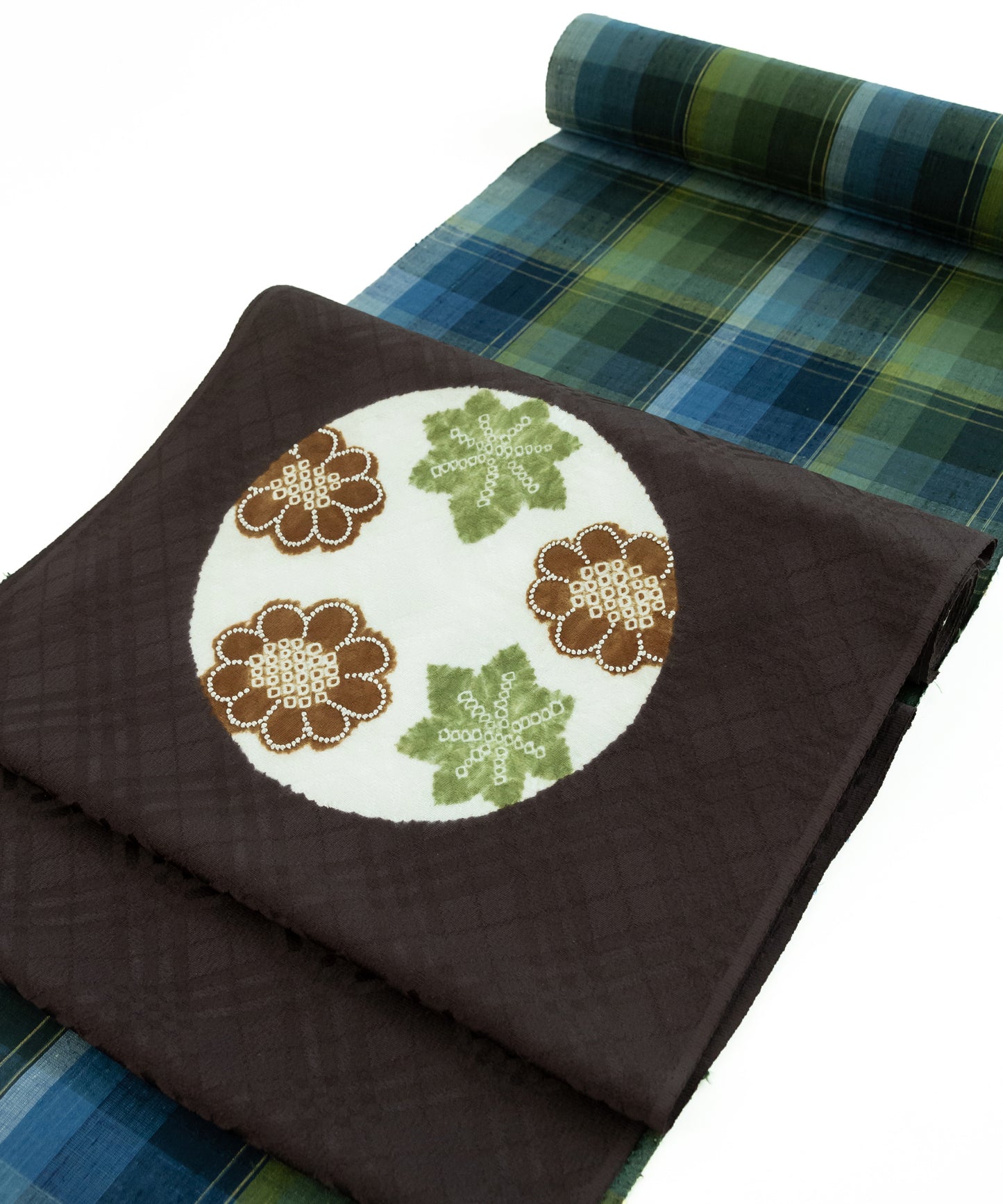 丸太遠藤 絞り九寸名古屋帯「丸取りに菊楓」※価格はお問い合わせくださいませ※