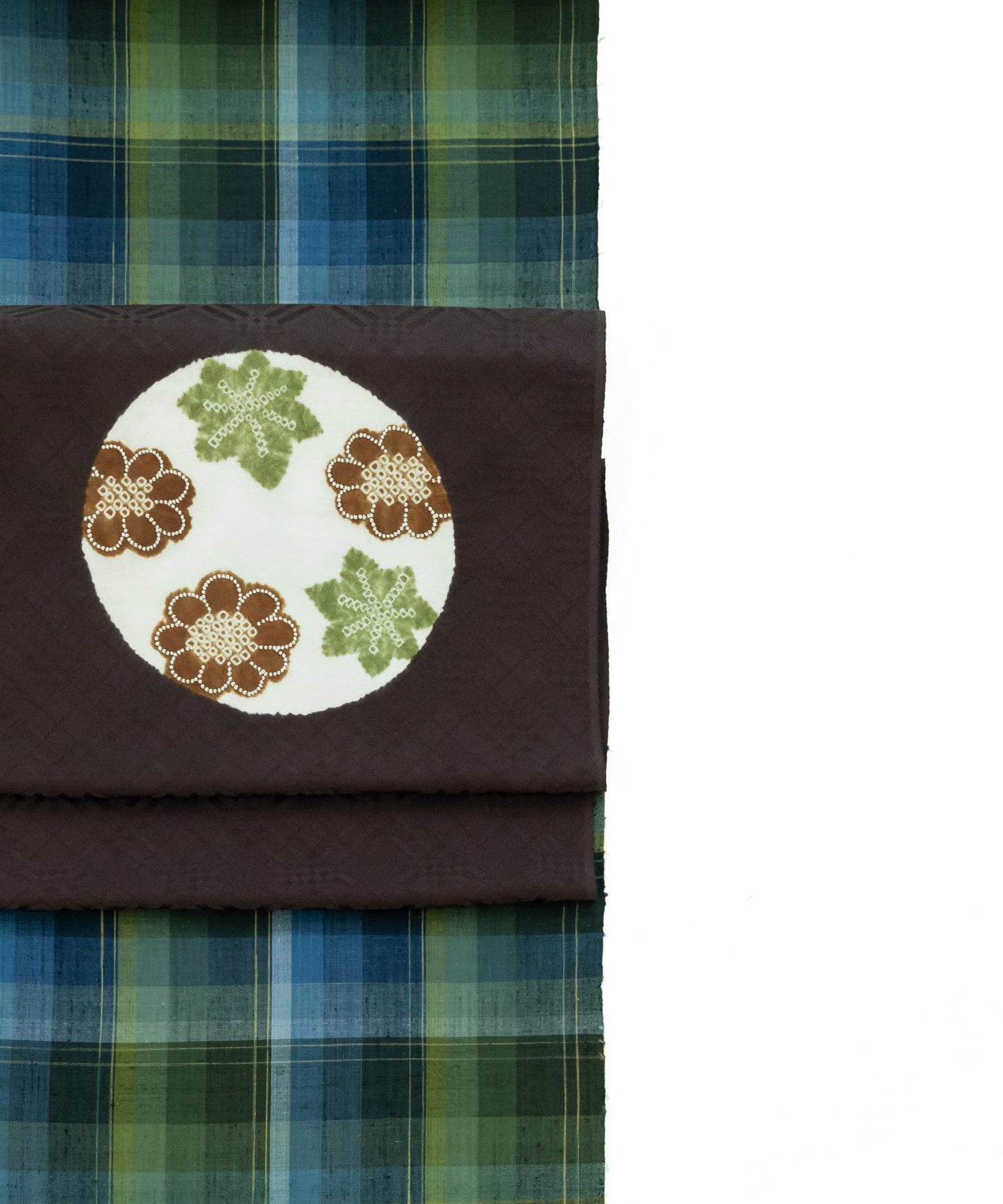 丸太遠藤 絞り九寸名古屋帯「丸取りに菊楓」※価格はお問い合わせくださいませ※