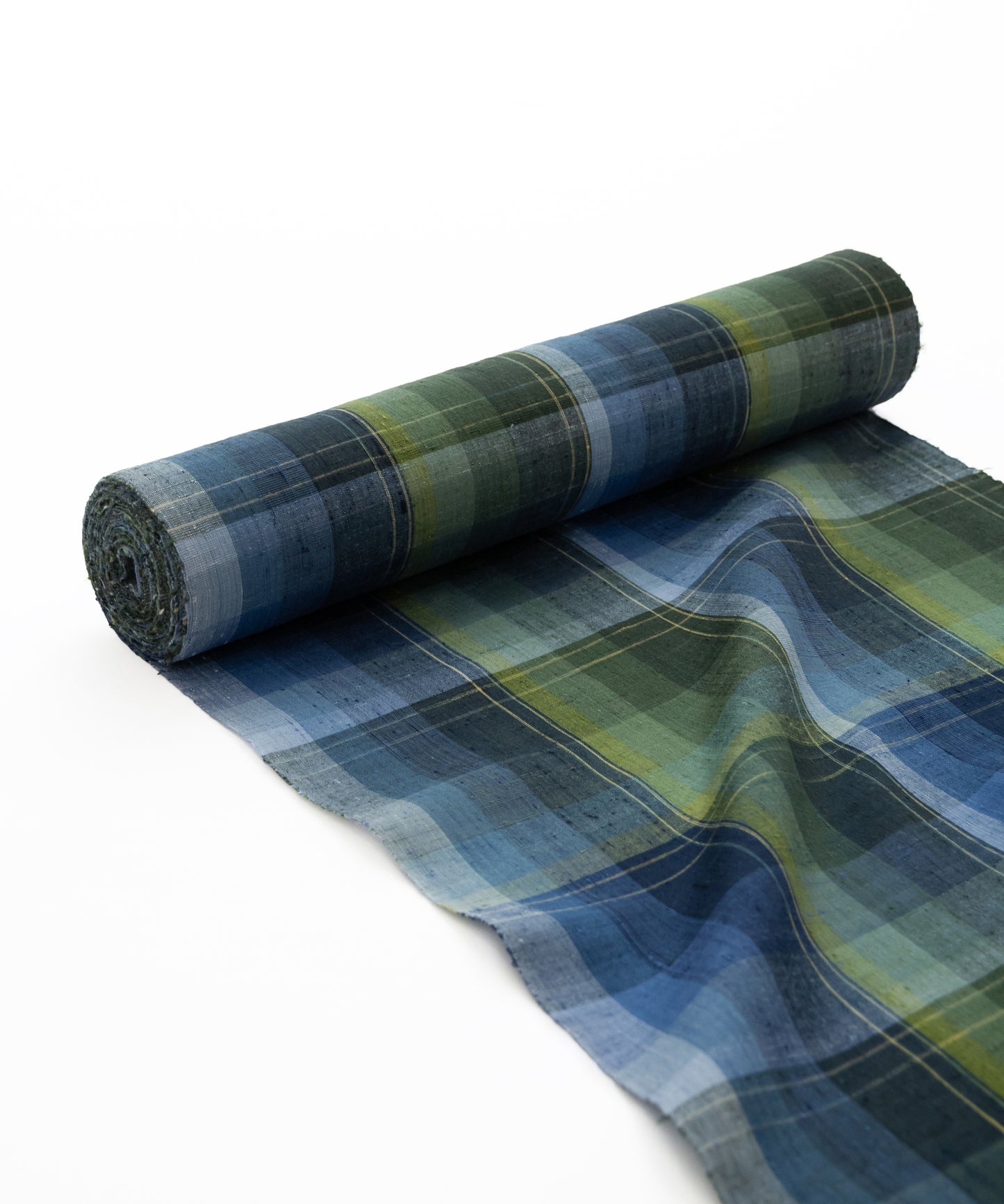 士乎路紬「青色緑色 暈し格子」