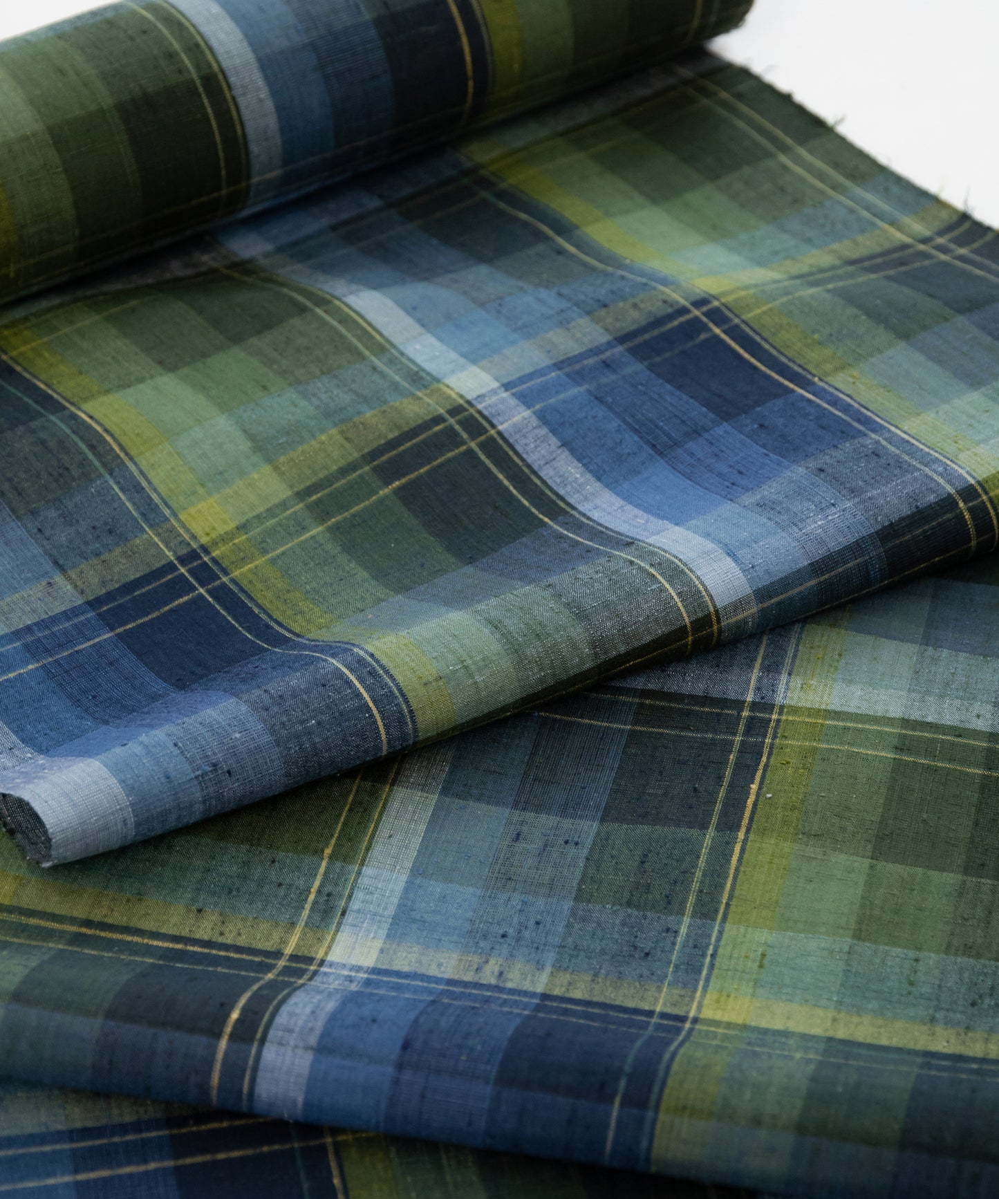 士乎路紬「青色緑色 暈し格子」