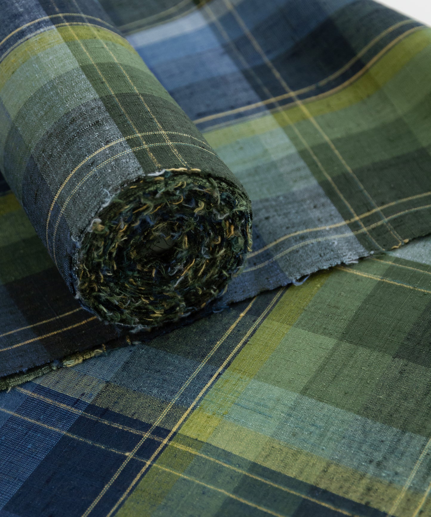 士乎路紬「青色緑色 暈し格子」