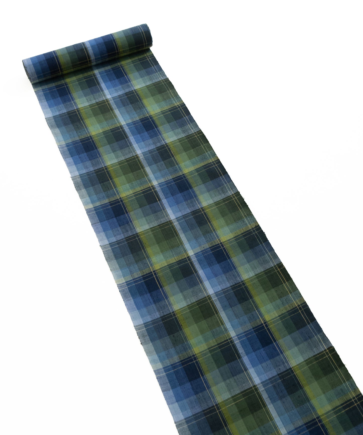 士乎路紬「青色緑色 暈し格子」