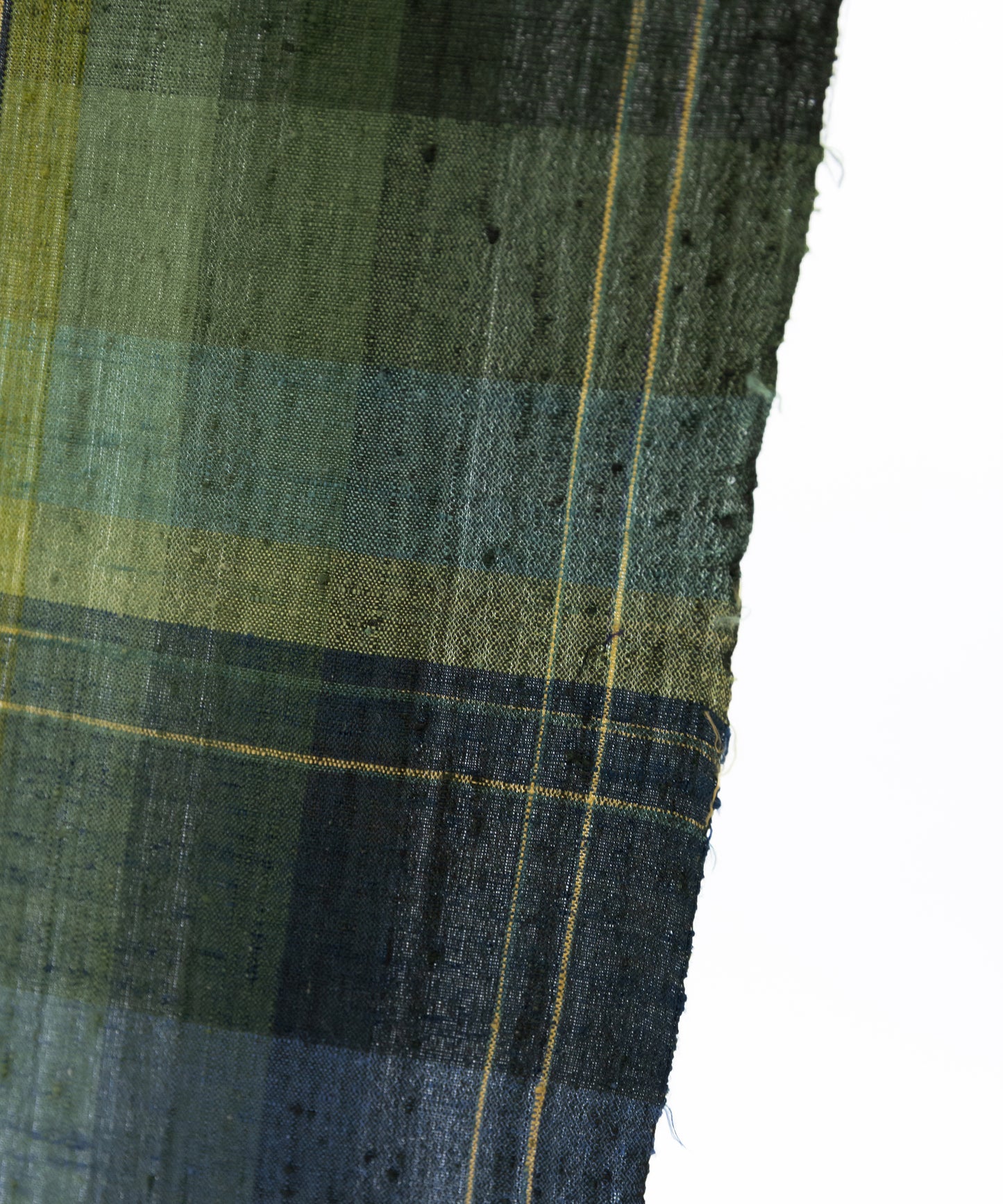 士乎路紬「青色緑色 暈し格子」