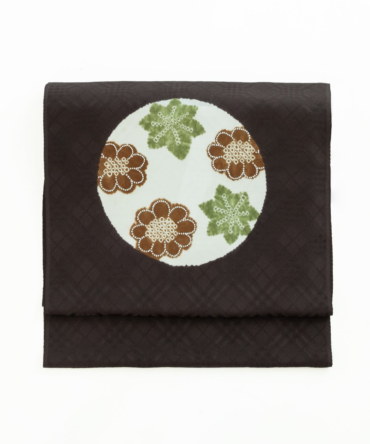 丸太遠藤 絞り九寸名古屋帯「丸取りに菊楓」※価格はお問い合わせくださいませ※