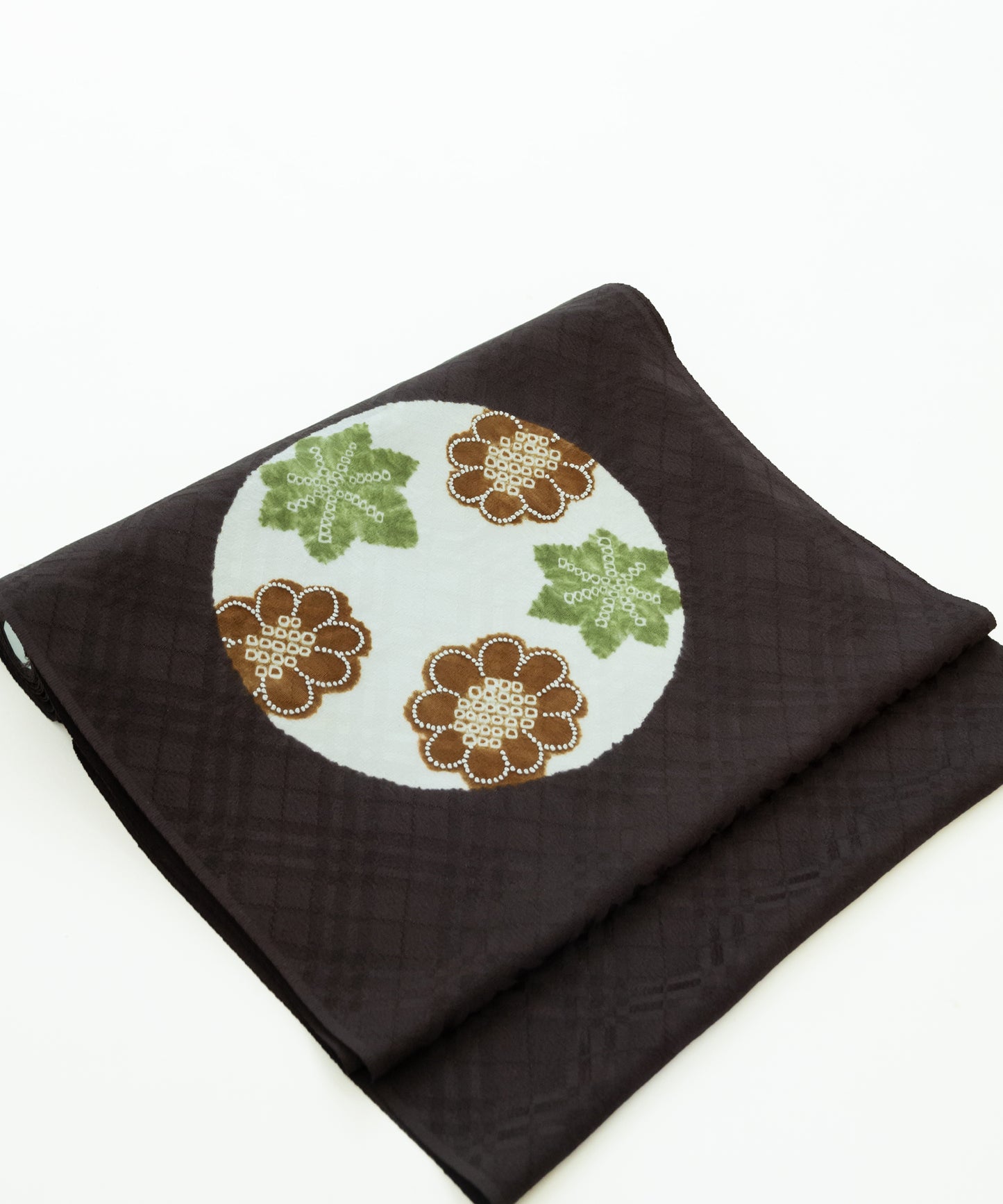 丸太遠藤 絞り九寸名古屋帯「丸取りに菊楓」※価格はお問い合わせくださいませ※