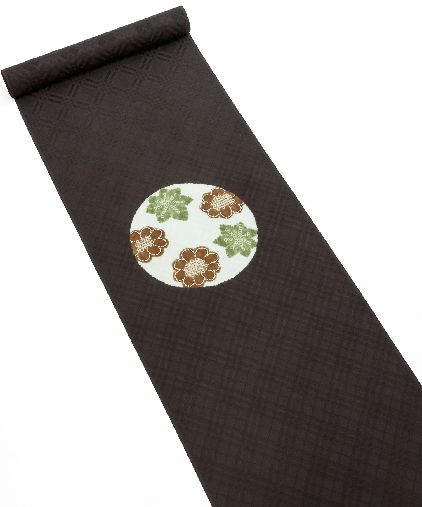 丸太遠藤 絞り九寸名古屋帯「丸取りに菊楓」※価格はお問い合わせくださいませ※