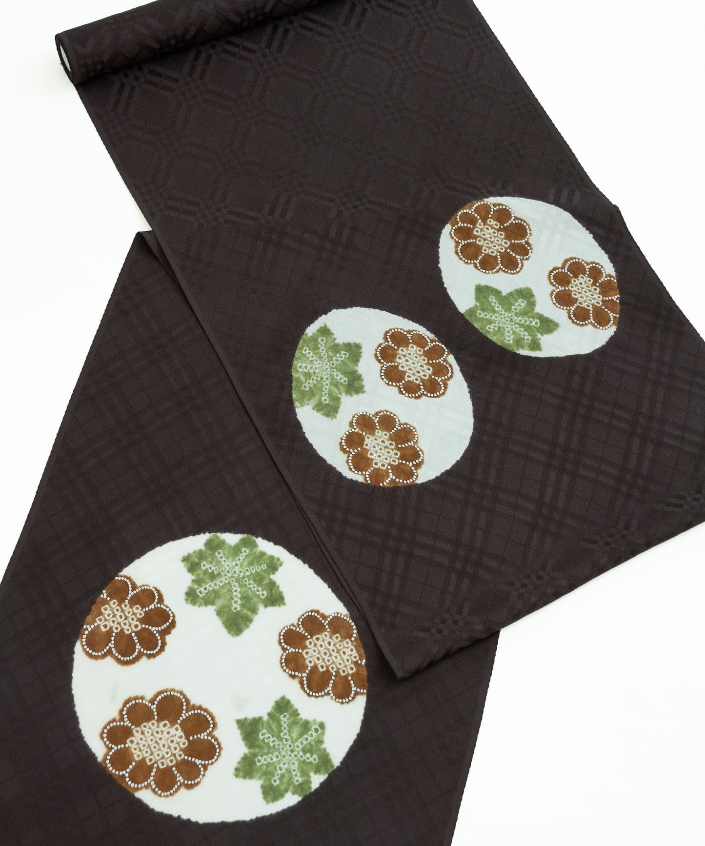 丸太遠藤 絞り九寸名古屋帯「丸取りに菊楓」※価格はお問い合わせくださいませ※