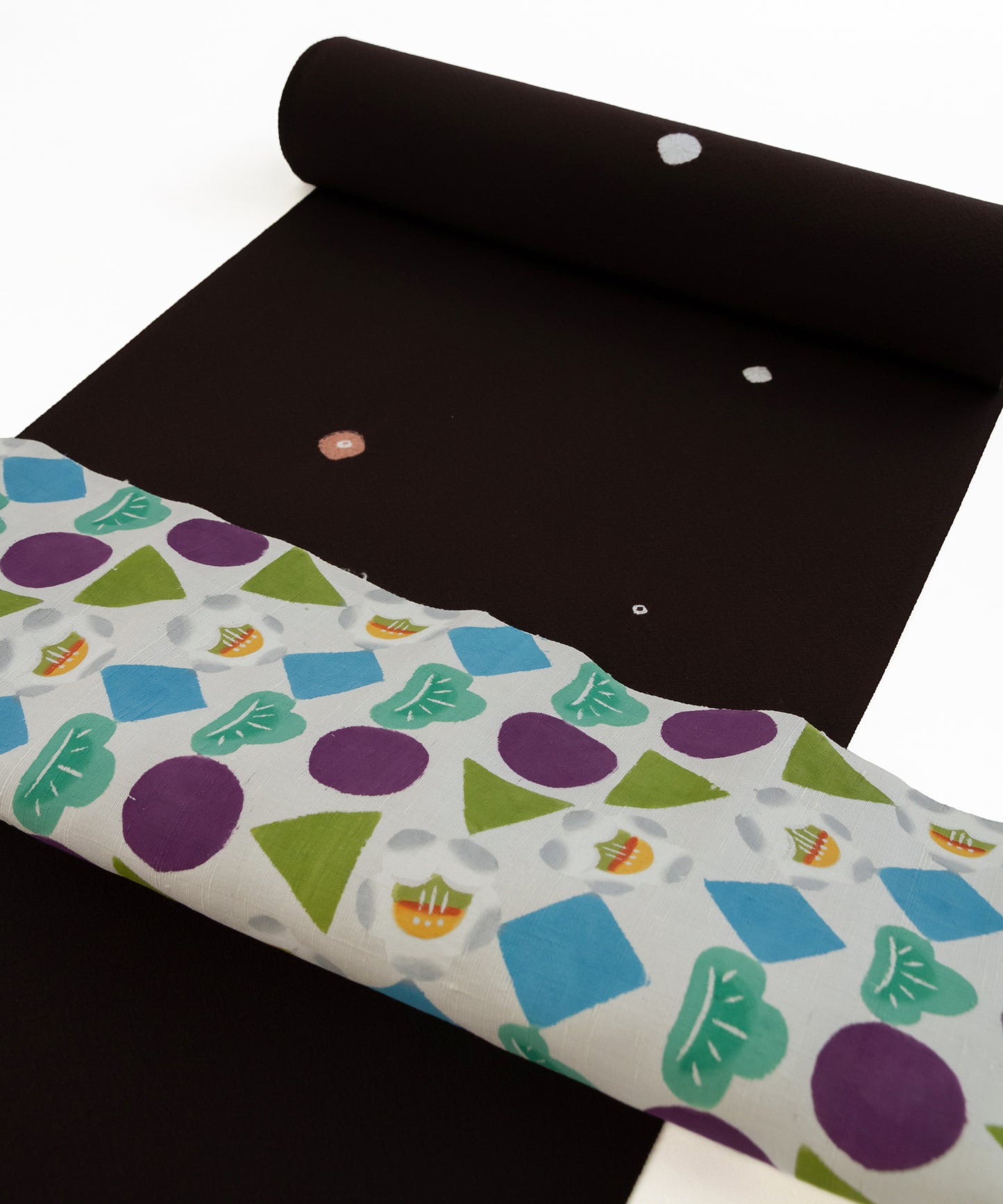 荒川眞理子作 九寸名古屋帯 「○△▢ まるさんかくしかく」