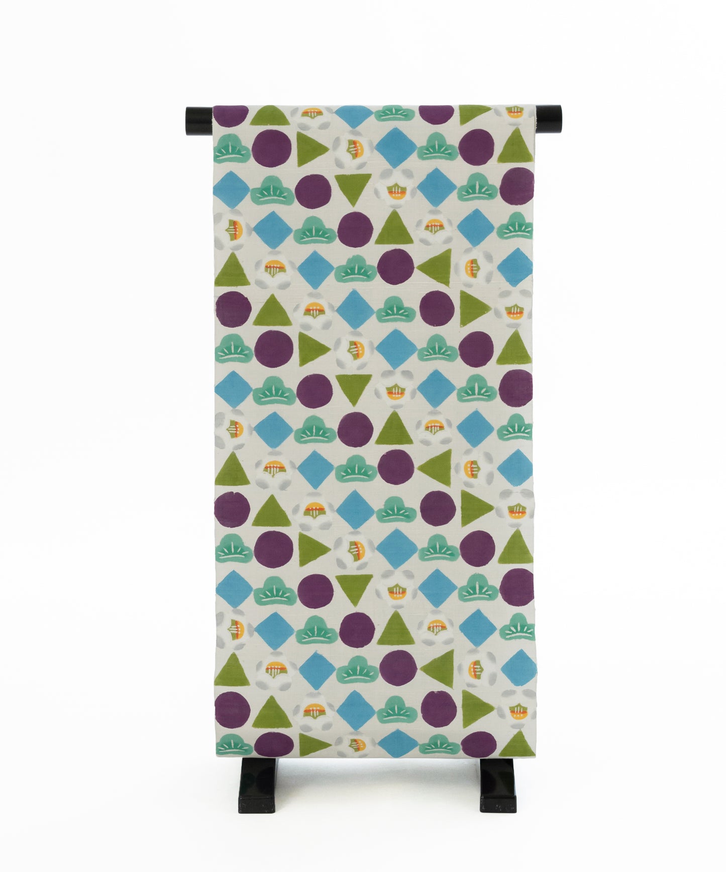 荒川眞理子作 九寸名古屋帯 「○△▢ まるさんかくしかく」