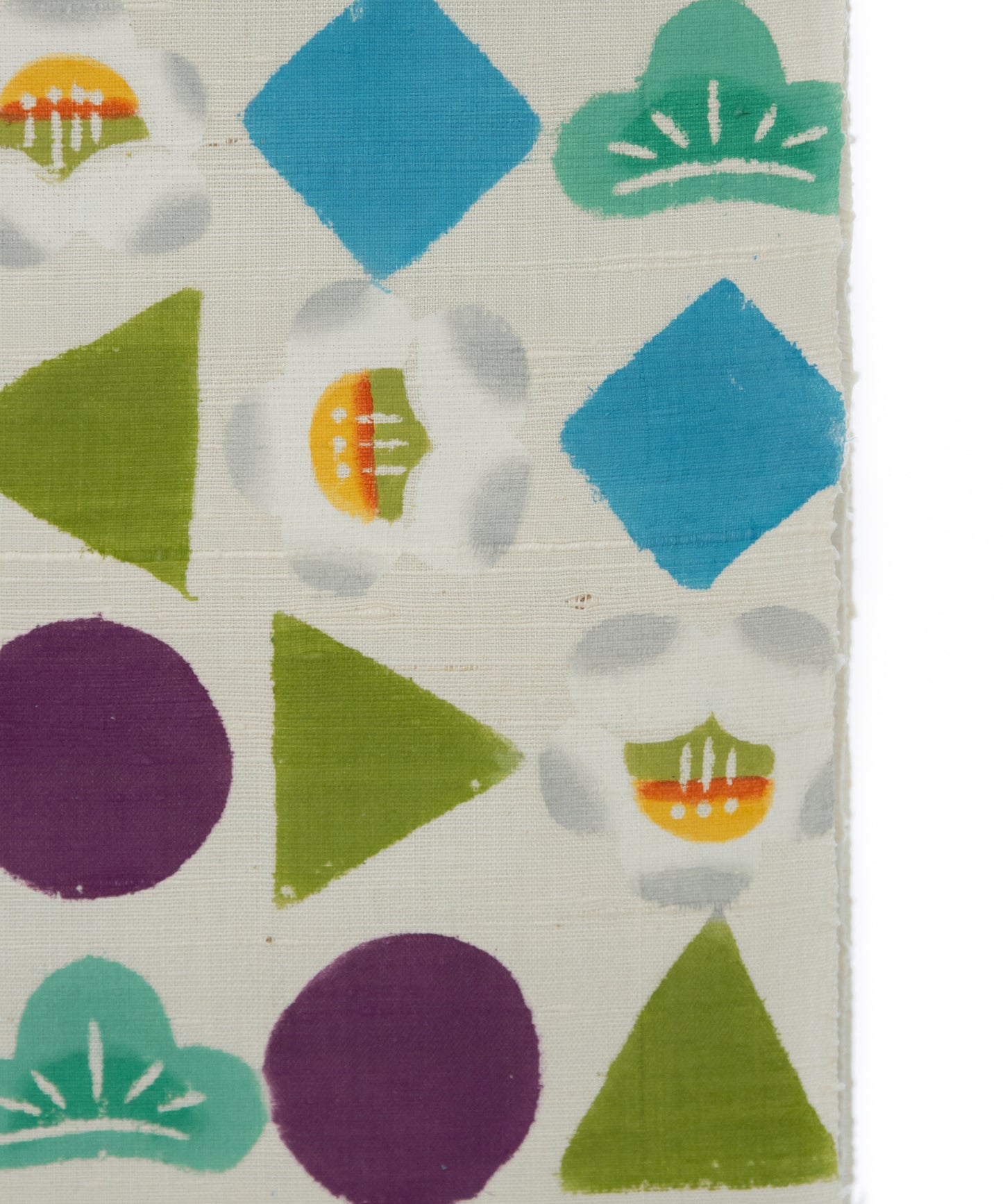 荒川眞理子作 九寸名古屋帯 「○△▢ まるさんかくしかく」